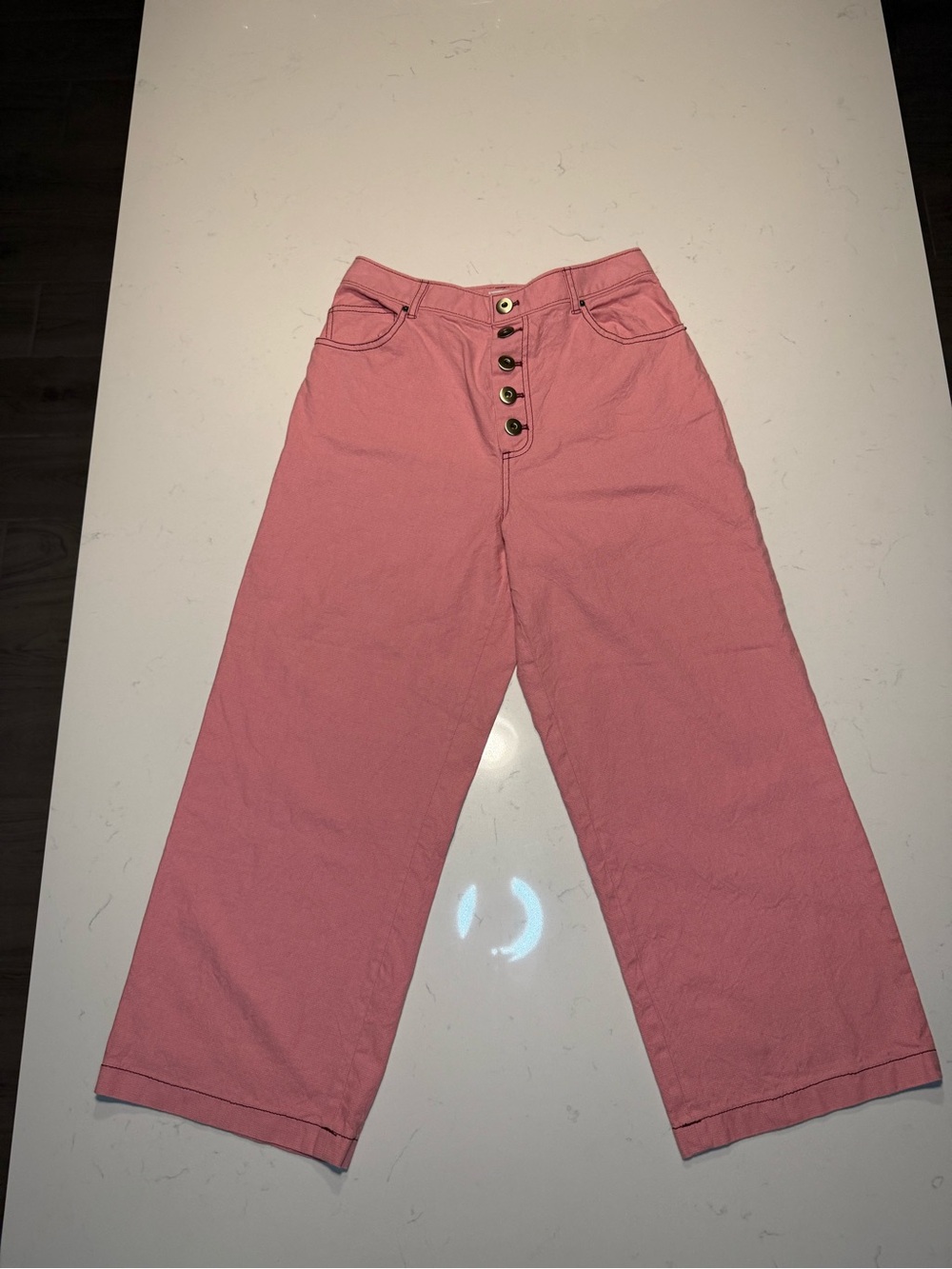 kate spade Rose Pink Wide-Leg Button-Front Jeans